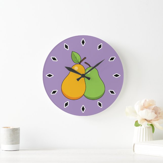 Yellow and Green Pears Large Clock (Home)