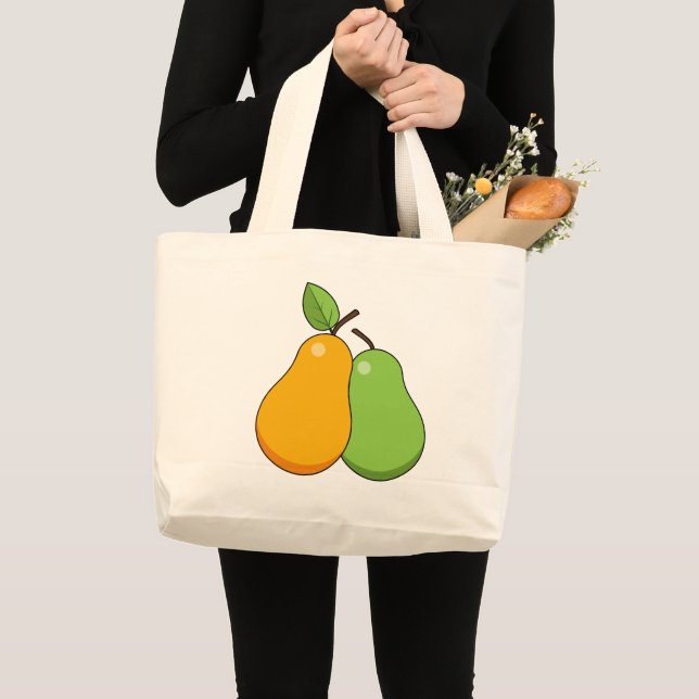 Yellow and Green Pears Large Tote Bag (Front (Product))