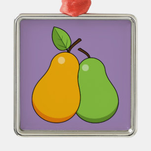 Yellow and Green Pears Metal Ornament
