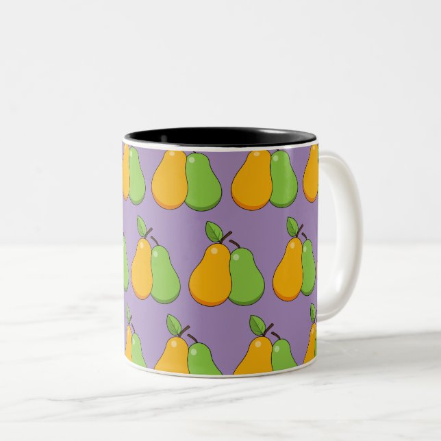 Yellow and Green Pears Two-Tone Coffee Mug (Front Right)