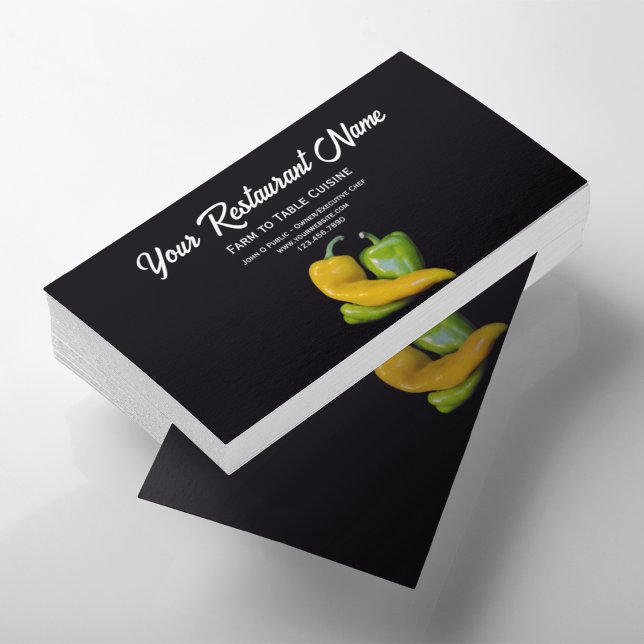 Yellow and Green Peppers Farm to Table Restaurant Calling Card (Creator Uploaded)
