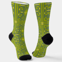 Yellow and green pixels play geometric shapes