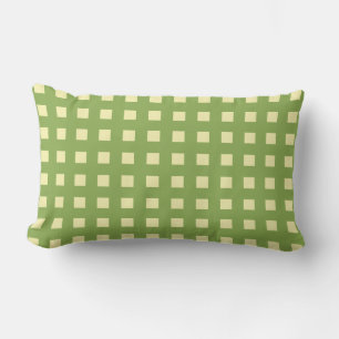 Yellow and Green Plaid Outdoor Summer Lumbar Cushion