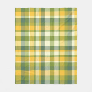 Yellow and Green Plaid Pattern Background Fleece Blanket