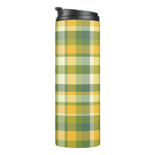 Yellow and Green Plaid Pattern Background Thermal Tumbler