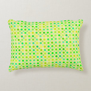 yellow and green polka dots decorative cushion