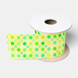 yellow and green polka dots satin ribbon