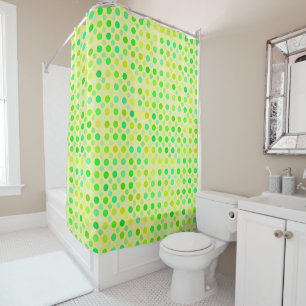 yellow and green polka dots shower curtain