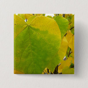 Yellow and Green Redbud Leaves 15 Cm Square Badge