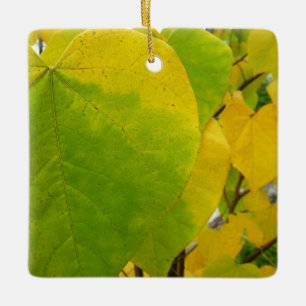 Yellow and Green Redbud Leaves Ceramic Tree Decoration
