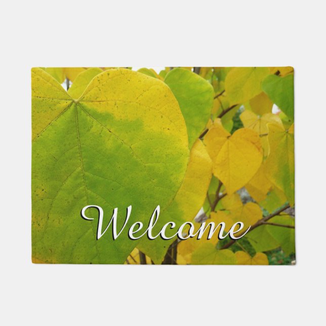 Yellow and Green Redbud Leaves Doormat (Front)