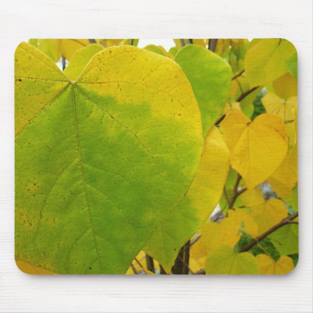 Yellow and Green Redbud Leaves Mouse Pad (Front)