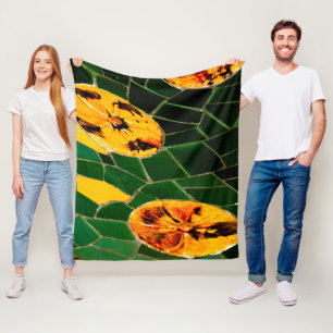 Yellow and Green Spanish Mosaic Fleece Blanket