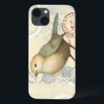 Yellow and Green Sparrow on Vintage Background iPhone 13 Case<br><div class="desc">This sketch-inspired image is perfect for your bird collection. It is simple and beautiful to add on any product and will please any vintage art lover. Choose this artprint today.</div>