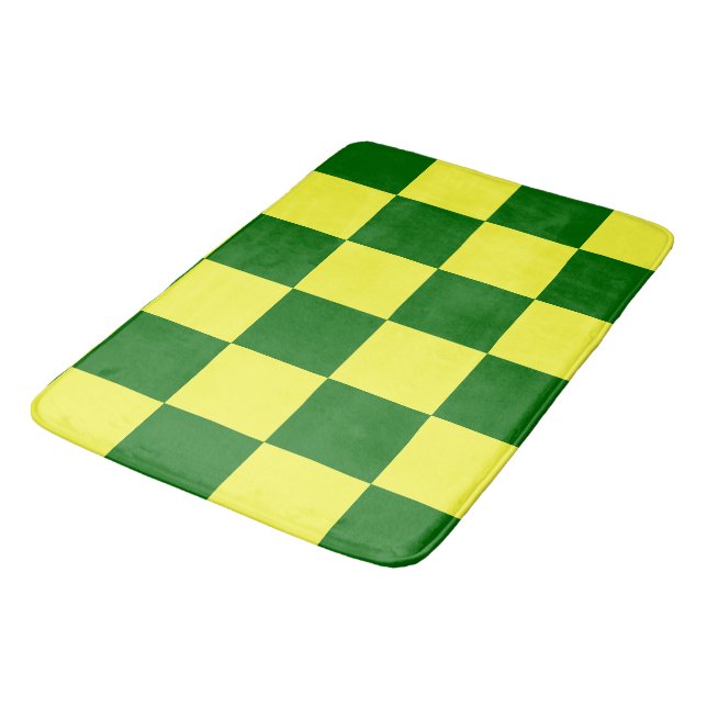 Yellow and Green Squares Bath Mat (Angled)