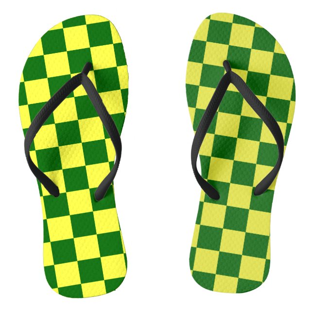 Yellow and Green Squares Thongs (Footbed)