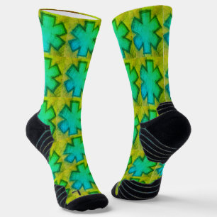 Yellow and green "Star of Life" Ems socks