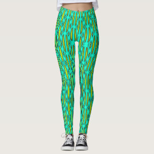 Yellow and Green Stripes and Triangles Leggings