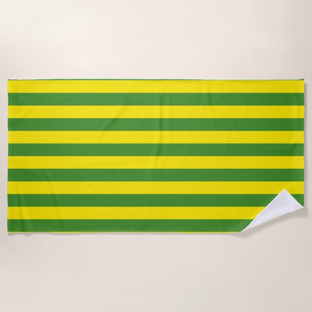 Yellow and Green Stripes Beach Towel (Front)