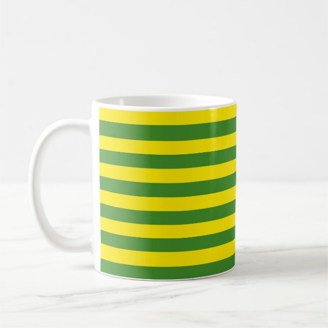 Yellow and Green Stripes Coffee Mug (Left)
