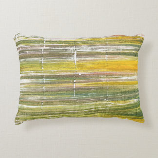 Yellow and green stripes decorative cushion
