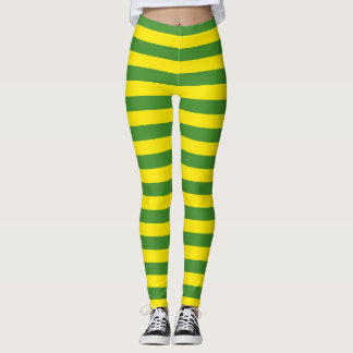 Yellow and Green Stripes Leggings