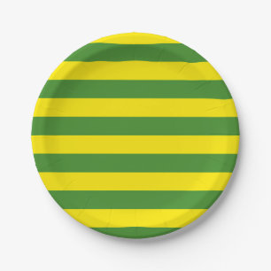 Yellow and Green Stripes Paper Plate