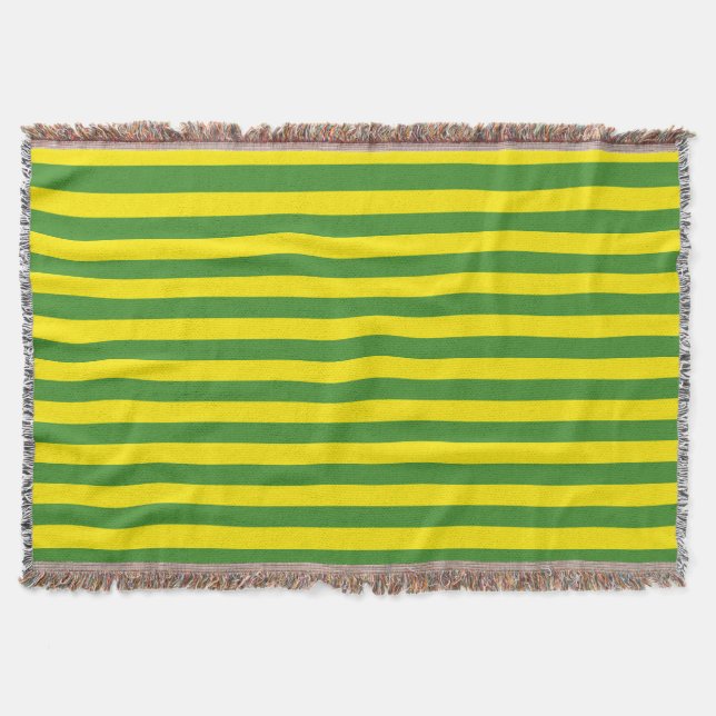 Yellow and Green Stripes Throw Blanket (Front)