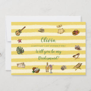 Yellow and Green Summer Bridesmaid Proposal Card