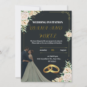 Yellow and Green Vintage Wedding Invitation