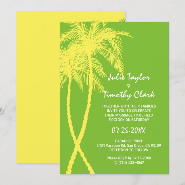 Yellow and Green Wedding Invitations (Front/Back)