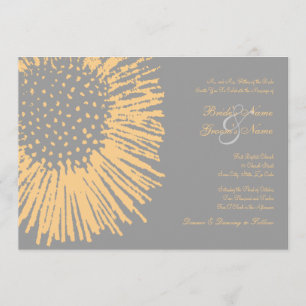 Yellow and Grey Abstract Floral Wedding Invitation