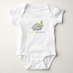 Yellow and Grey Baby Elephant Bodysuit