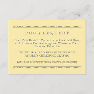 Yellow and Grey Baby Shower Book Request Enclosure Card