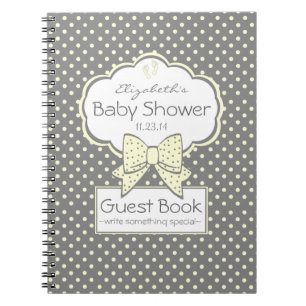 Yellow and Grey Baby Shower Guest Book- Notebook