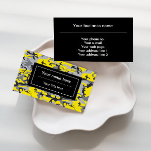 Yellow and Grey Camo, Camouflage, Military, Army Business Card
