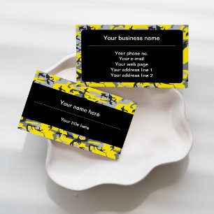Yellow and Grey Camo, Camouflage, Military, Army Business Card