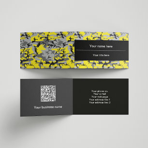 Yellow and Grey Camo, Camouflage, Military, Army Business Card