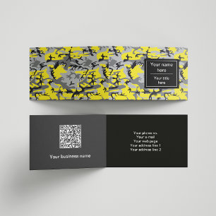 Yellow and Grey Camo, Camouflage, Military, Army Business Card