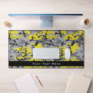 Yellow and Grey Camo, Camouflage, Military, Army Desk Mat
