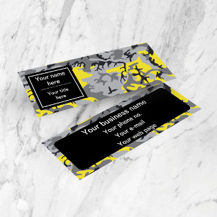 Yellow and Grey Camo, Camouflage, Military, Army Mini Business Card