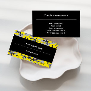 Yellow and Grey Camouflage, Military, Army Business Card
