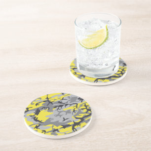 Yellow and Grey Camouflage, Military, Army Coaster