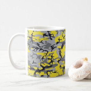 Yellow and Grey Camouflage, Military, Army Coffee Mug