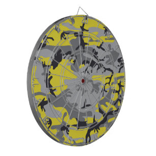 Yellow and Grey Camouflage, Military, Army Dartboard