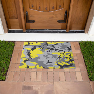 Yellow and Grey Camouflage, Military, Army Doormat