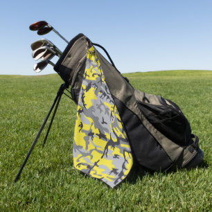 Yellow and Grey Camouflage, Military, Army Golf Towel