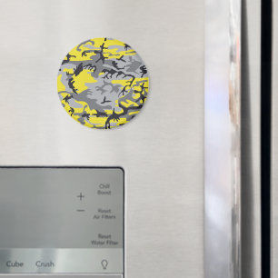 Yellow and Grey Camouflage, Military, Army Magnet