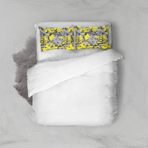 Yellow and Grey Camouflage, Military, Army Pillowcase