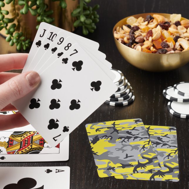 Yellow and Grey Camouflage, Military, Army Playing Cards (In Situ)
